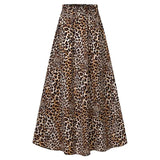 2022 Fashion High Waist Maxi Skirt Women Spring Vintage Leopard Printed Holiday Long Skirts Celmia Elegant Ladies Pleated