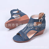 Breakj Spring And Summer New Shoes Large-Size Women's Shoes Coarse Heel Heel Shoes Hollow Fish Mouth Sandals