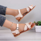 Large Flat-Soled Sandals For Women In Summer, The New Round-Headed Open-Toed One-Word Buckle Wears A Size 43