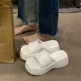 Breakj Summer New Thick Bottom Slippers Women Wear Temperament High With One-Drag Small Cake Slope And Half