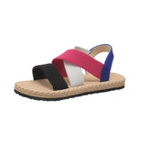 Breakj Women 2024 Summer New Flat Students Rome Sandals Women Round Head Breathable Soft Bottom Beach Sandals