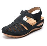 Summer Pu Leather Vintage Sandals Buckle Casual Sewing Women Shoes Female Peas Shoes Ladies Platform 34-44 Plus