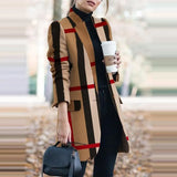 Winter New Fashion Women Stand Collar Print Jackets Casual Long Sleeves Elegant Office Lady Cardigan Slim Buttons