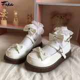 Jane shoes Japanese Style Lolita Shoes Bow tie Women Vintage Soft Girls Platform College Student Cosplay Costume Shoes
