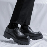 Breakj New Men's Shoes Business Casual Square Head Platform For Work Shoes Niche Design Leather Shoes