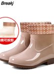Rain Boots Women's Low-Cut PVC Beef Tendon Platform Solid Color Work Shoes Waterproof Rain Boots Thick Bottom for