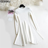 Autumn Winter black Sweater Dress Women o-neck Long Sleeve A Line thick Knit mini Dress female girl short bodycon