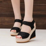 2020 Fashion INS Hot Lace Leisure Women Wedges Heeled Women Shoes Summer Sandals Party Platform High Heels Shoes