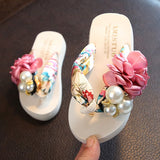 New Non-slip Children's Flip-flops Girls Fashion Beach Shoes Pinch Sandals Female Flowers Slippers Women Wear Size