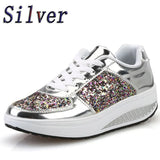 Ladies Wedges Sneakers Sequins Shake Shoes Fashion Girls Sport Shoes Women Sneakers Woman Sneakers Shoes 2019 White
