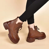 Martin Boots 2023 Autumn And Winter New Muffins And Vintage English Round-Toed Short Boots With Cowhide Women's
