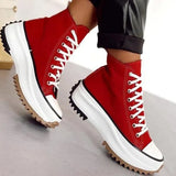 Women Platform Canvas Sneakers Lace-Up High Top Female Casual Shoes Fashion Zebra Pattern Lace Up Lady Sports