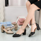 Breakj The Spring Of 2025, The Clasp-Butled Sandals Women's Korean Version Of The Coarse Heel High Heel High-Heeled Shoes In The Daily Female Design