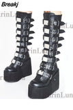 Design Gothic Boots INS Hot Great Quality Fashion Cool Motorcycle Boots Big Size 43 Wedges Heart Platform Mid-Calf