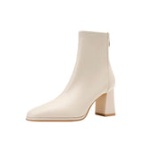 Breakj Short Boots 2025 Autumn And Winter New Female Thin Boots Coarse Heel Square High Heels Fashion Plus Velvet French Martin
