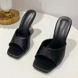 Breakj Slippers Women's 2023 Summer New Square Head Thick And One-Word Fashion Wearing Large-Size Cold