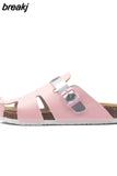 2023 New Summer Buckle Cork Slipper Casual Women Mixed Color Beach Outside Non-slip Closed Toe Cut-outs Slides