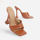 2021 Summer Women Pumps Square Toe Ladies Heel Mules Sexy Thin High Heels Sandals Female Fashion Woman Shoes Gladiator