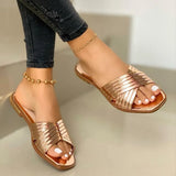 Breakj Spring / Summer 2023 New Metallic Cross Ladies Slippers Large Size Women's