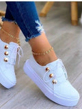 White Shoes Women 2022 Fashion Round Toe Platform Shoes Size Casual Shoes Women Lace Up Flats Women Loafers Zapatos