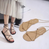 Sandals Women's Cross-Straps 2024 Summer New Simple Sandals Roman Sandals Women's Beach