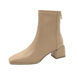 Spring Autumn New Fashion Korean Version Casual Solid Concise Elegant Zip Square Heel Spring Autumn Round
