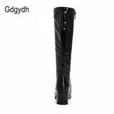 Women Patent Leather Boots 2021 Autumn Winter High Heel Platform Mid Calf Boots For Women Colorful Fashion Light PU