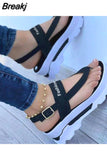 Women Sandals Shoes Summer New Platform Wedges Comfortable Ladies Shoes Open Toe Buckle Strap Slippers Female Leisure