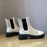 Mesh Sandals Boots Women Mesh Ankle Boot for Summer Mid Heel Slip-On Round Toe Shoes Hollow Out Mixed Colors