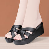 Heel Sandals Summer 2024 New Muffin Bottom Fish Mouth Sandals Large-Size Fashionable