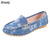New Fashion Women Casual Flat Shoes Spring Autumn Loafer Women Slips Soft Round Toe Denim Flats Outdoor Sports Plus