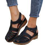 Breakj Octopus Sandals Women Velcro Paste Hollow Car Stitches Baotou Octopus Roman Sandals Women