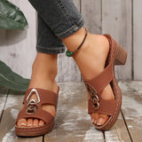 Breakj Summer New Slope And Slippers Women's Shoes Large Thick And Fish Mouth Type Thick-Bottomed Slippers