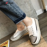 Women Crystal Shoes 2022 spring Fashion Bing Lace Up Ladies Casual Shoes Comfortable Round Toe Platform Sneakers white