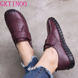 Spring Ladies Genuine Leather Handmade Shoes Women Hook &Loop Flat Shoes Women 2021 Autumn Soft Loafers