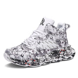 Men Graffiti Print Breathable Running Sports Shoes Thick Sole Heighten Street Fashion Shoes Size 46 Tenis