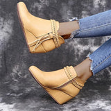Women Platform Boots Tassel Wedges Boots Women Zipper Solid Color Short Booties Round Toe Shoes for Women Zapatos De