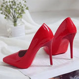 2021 Women High Heels Sexy Point Light Mouth High-heeled Shoes Sexy Red Bottom Single Shoes Women's Basic Work