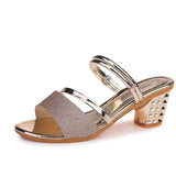 Summer New Korean Sandals Women's Thick Heels And Open Toes With One Shoe And Two Women's Shoes With Thick